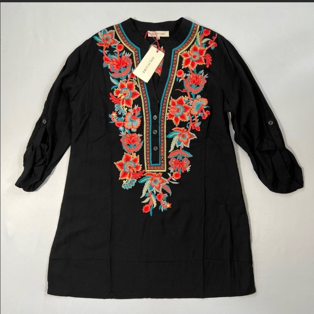 Solitaire embroidered boho laguenlook tunic